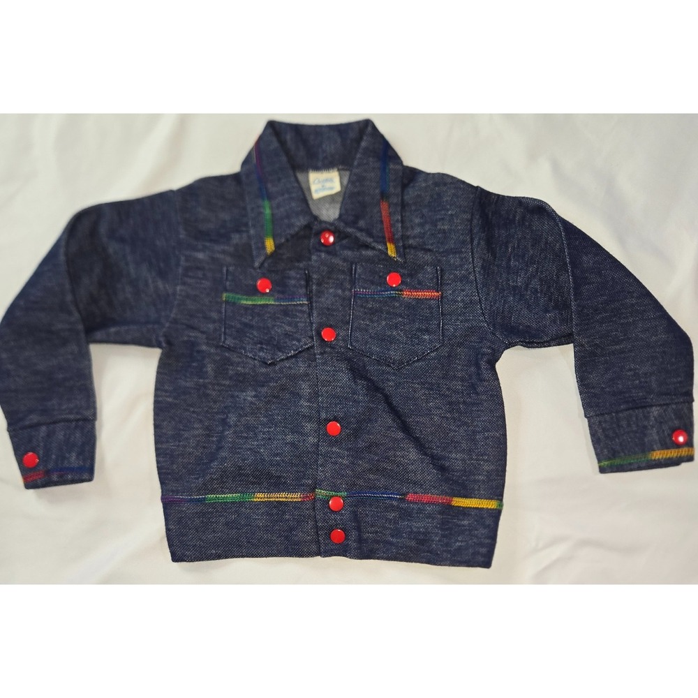 Vintage Girls Carter's 4T Acrylic Button Sweater Jacket Blue Rainbow 1960s